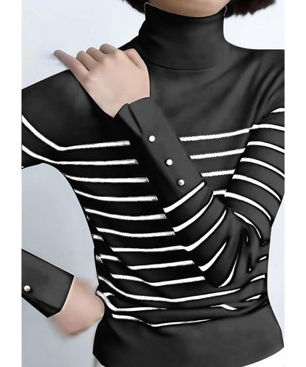 Turtleneck Buttoned Sleeve Top