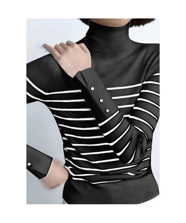 Turtleneck Buttoned Sleeve Top