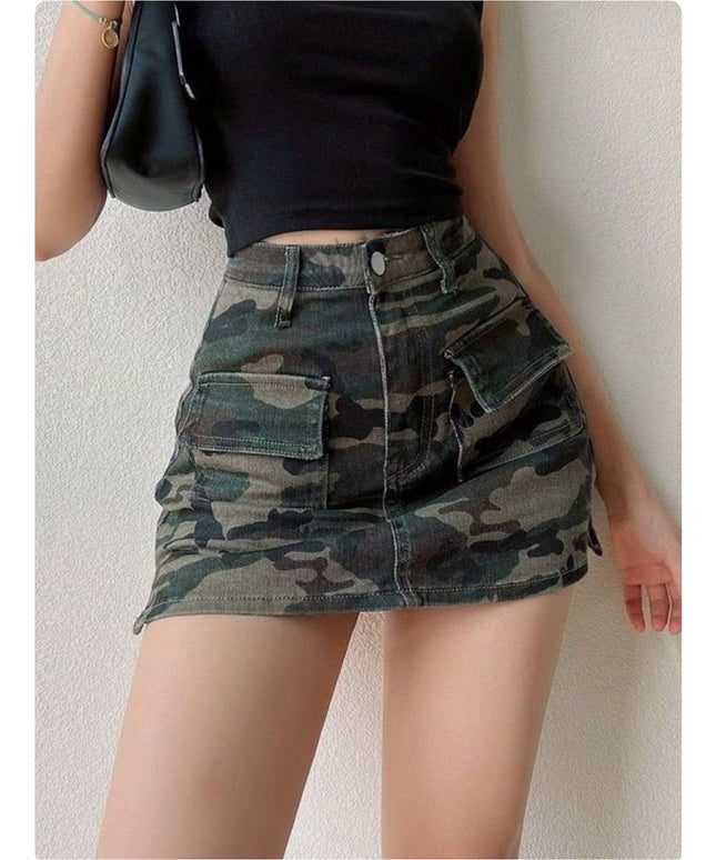 Camouflage Denim Mini Skirts