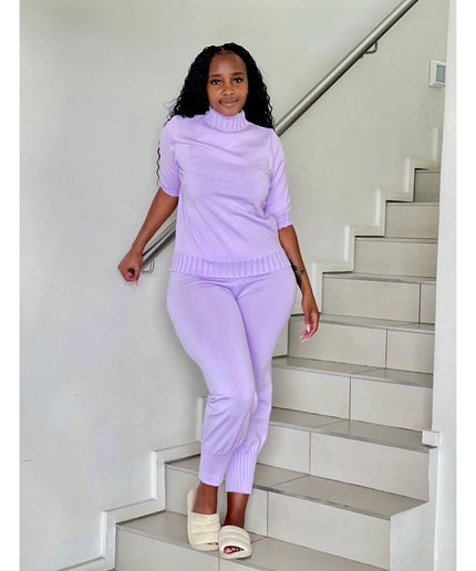 Knitted 3Quarter Sleeve Top Plus Pant Set.