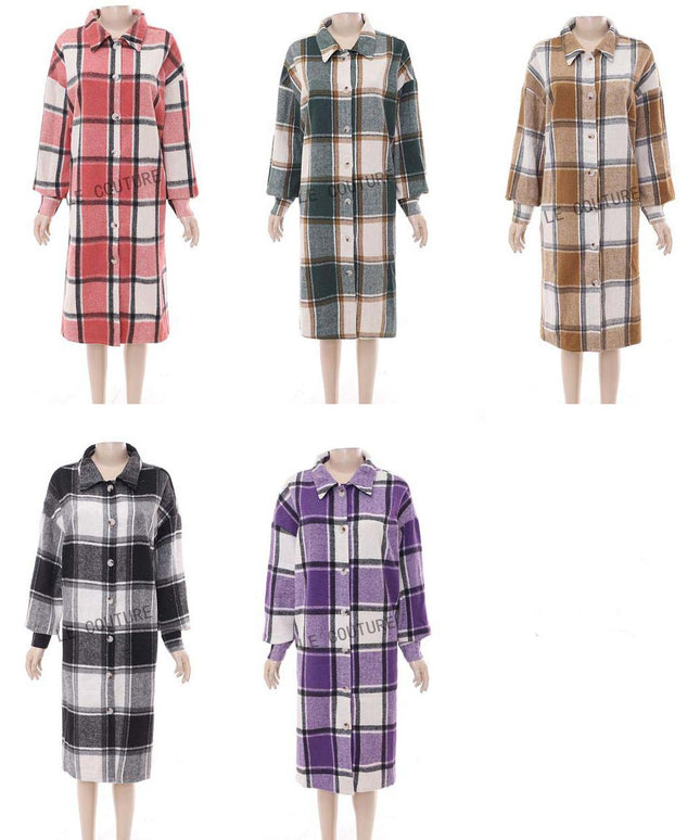 Plus Size Plaid Coat