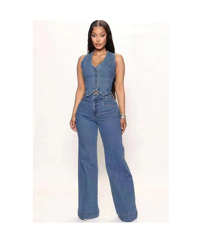 Denim Sleeveless Top & Pant Set