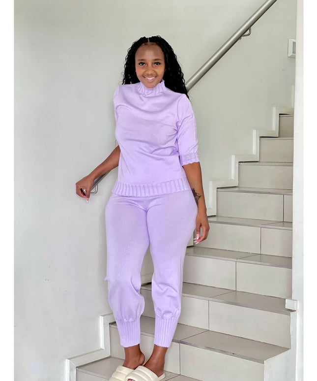 Knitted 3Quarter Sleeve Top Plus Pant Set.