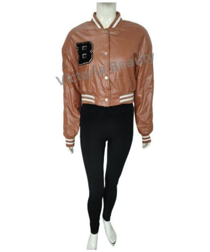 Buttoned Leather Baseball Jacket