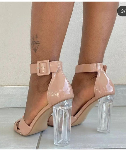 Vintage Ankle Strap Transparent Heels