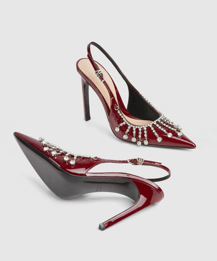 Diamond Embellishment Stiletto Pointed-Toe Shoes.