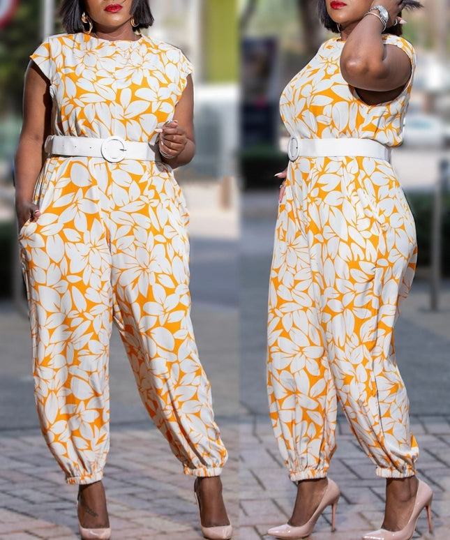 Sleeves Floral Jumpsuit