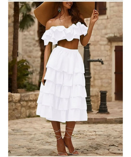 Ruffle Skirt With Sexy High Split.