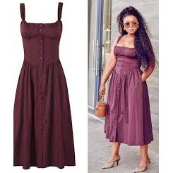 Front Button Corset Midi Dress.