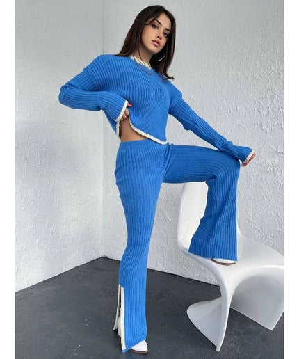 Casual Knitted Side Split Set