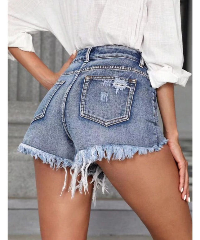 Short Denim Ripped Pants