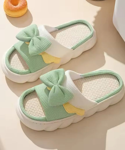 Thick-soled Cute Linen Slippers For Women.