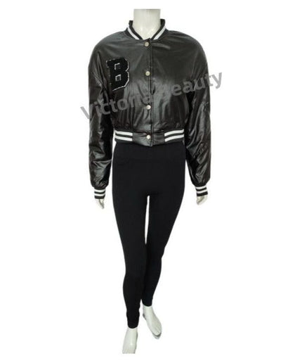 Buttoned Leather Baseball Jacket