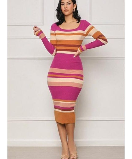 Knitted Round Neck Bodycon Dress