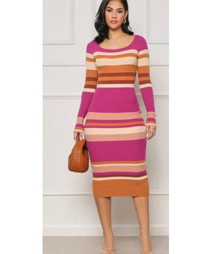 Knitted Round Neck Bodycon Dress