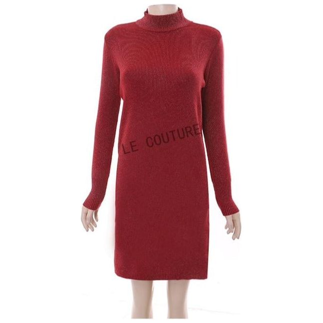 Turtleneck Long Sleeve Midi Dress