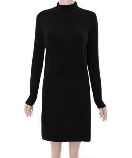 Turtleneck Long Sleeve Midi Dress