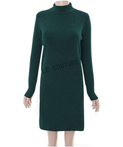 Turtleneck Long Sleeve Midi Dress