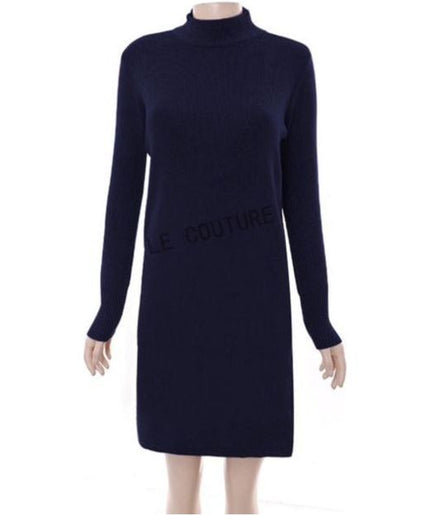 Turtleneck Long Sleeve Midi Dress