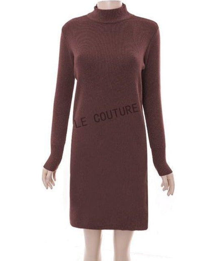 Turtleneck Long Sleeve Midi Dress