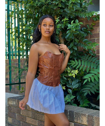 Faux Leather Corsets Top