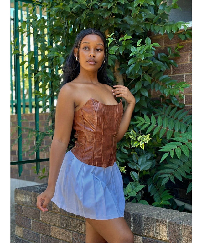 Faux Leather Corsets Top