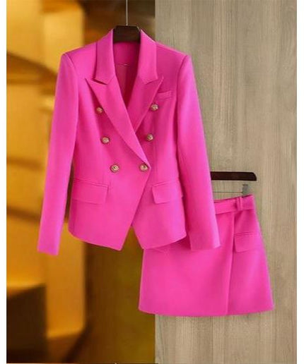 Double Breasted Blazer & Skirt Set.