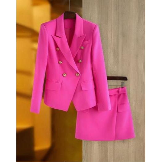 Double Breasted Blazer & Skirt Set.