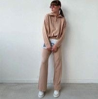 Knitted Zip Neck Top and Pant Set