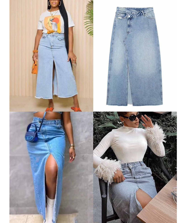 Denim Front Slit Skirt