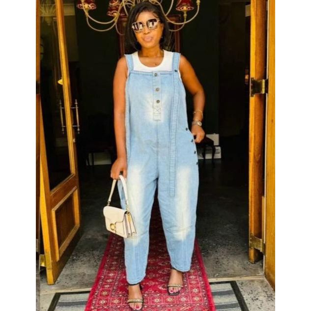 Cargo Denim Buttoned Jumpsuit