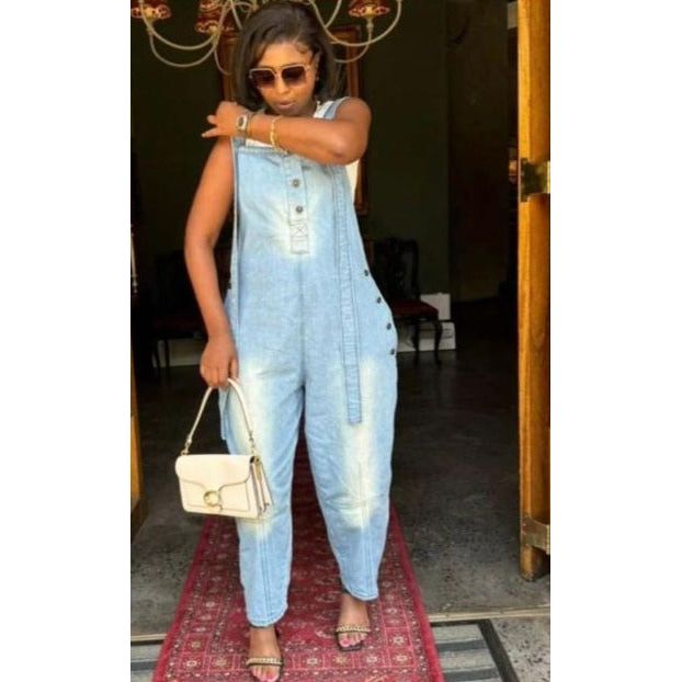 Cargo Denim Buttoned Jumpsuit