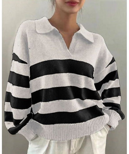 Turndown Collar Knitted Top