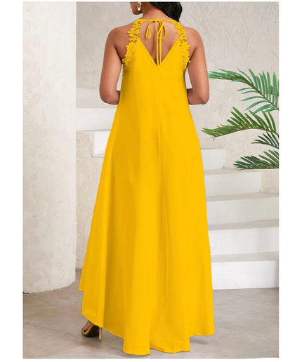 Bow Back Spaghetti Strap Backless Elegant Dress.