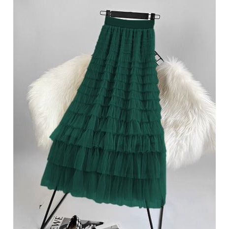 Feather High Waisted Tulle Skirt