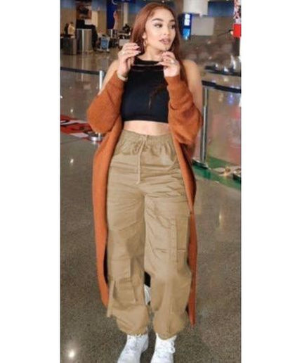 High Waisted Cargo Strap Pants