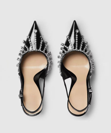 Diamond Embellishment Stiletto Pointed-Toe Shoes.