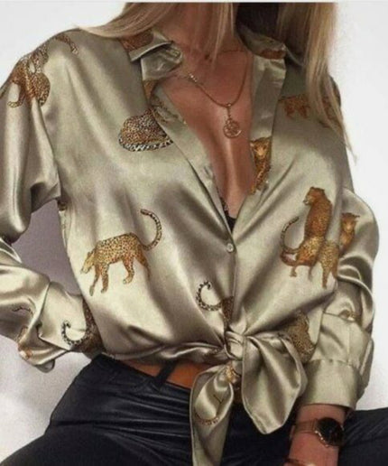 Leopard Print Blouse Shirt.