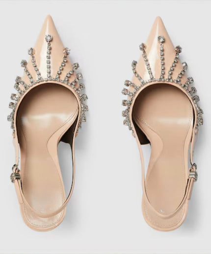 Diamond Embellishment Stiletto Pointed-Toe Shoes.