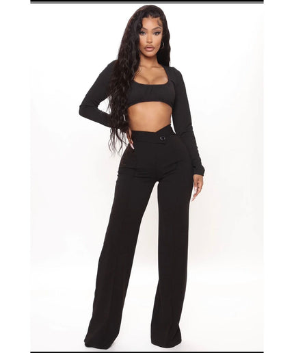 High Waisted Solid Color Pant