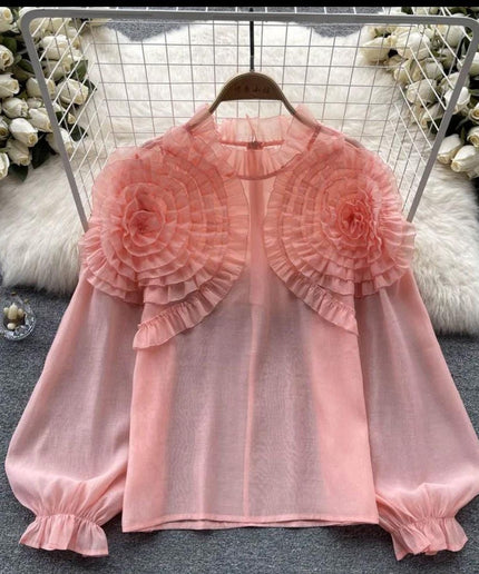 Long Sleeve Lace Flower Top