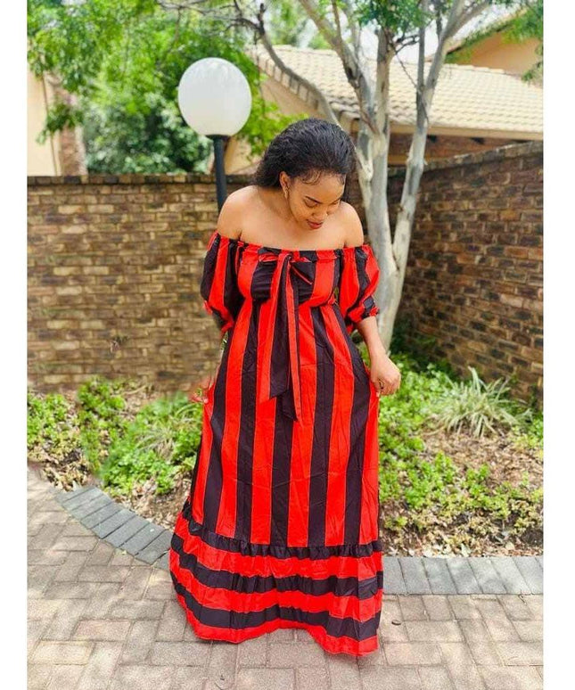 Sexy Striped Off Shoulder Dress