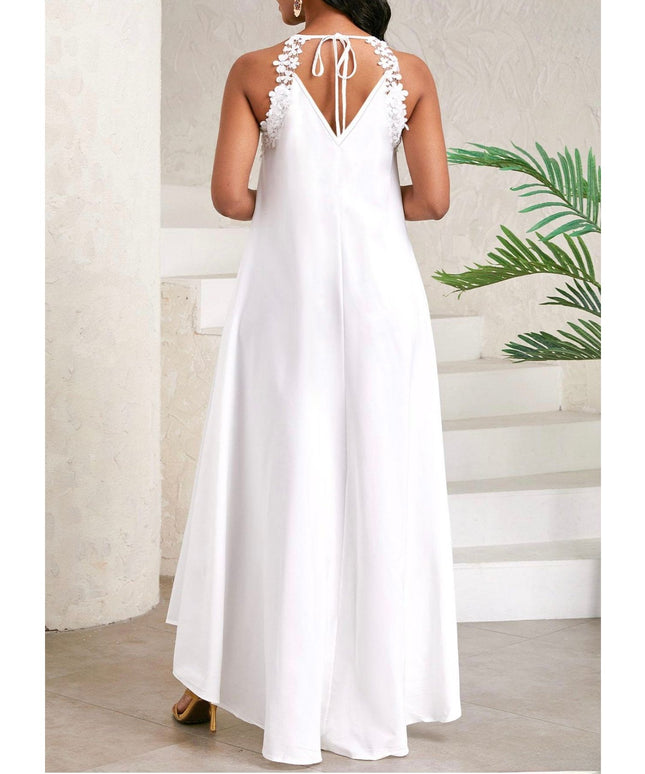 Bow Back Spaghetti Strap Backless Elegant Dress.