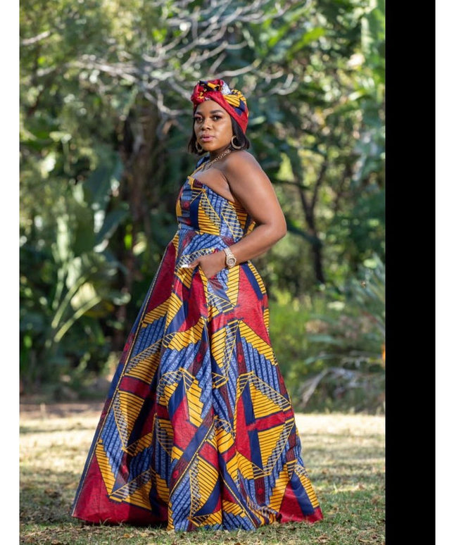 One Shoulder African Print Dress