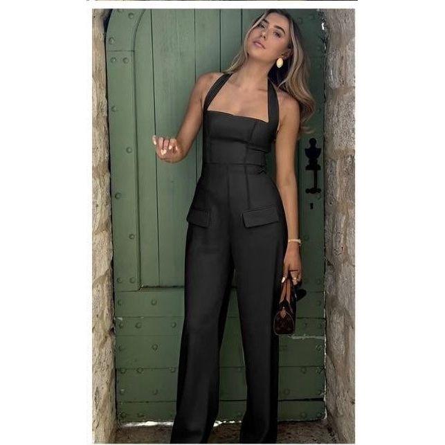 Sleeveless Wide Leg Cargo Jumpsuit.