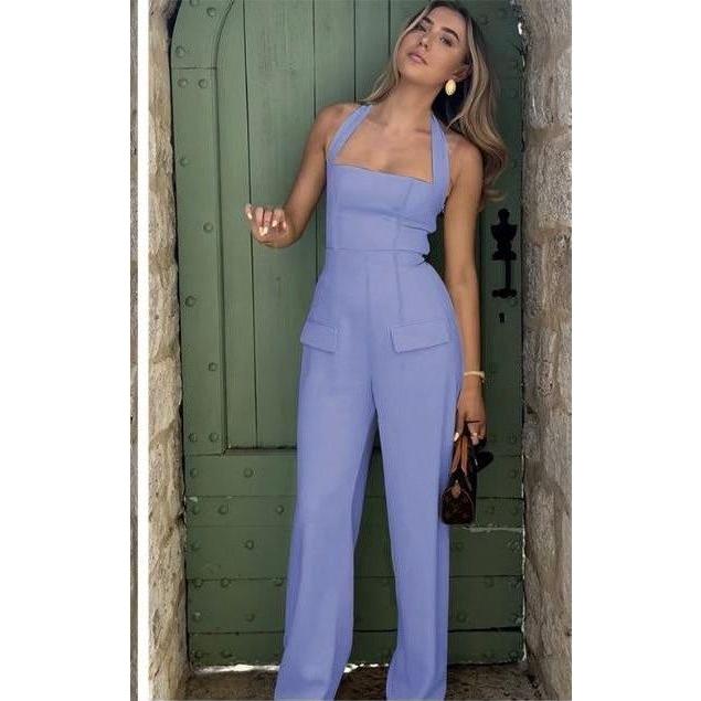 Sleeveless Wide Leg Cargo Jumpsuit.