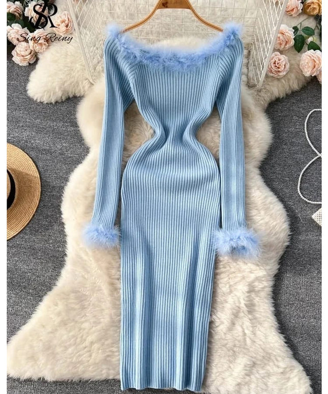 knitted dress fluffy dress