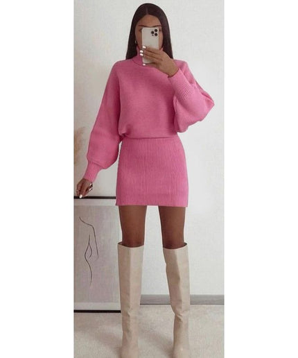 Sexy Knitted Top and Mini Skirt Set