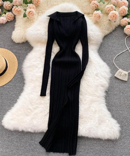 Side Slit Knitted Dress