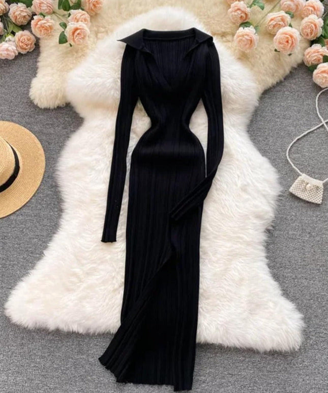 Side Slit Knitted Dress